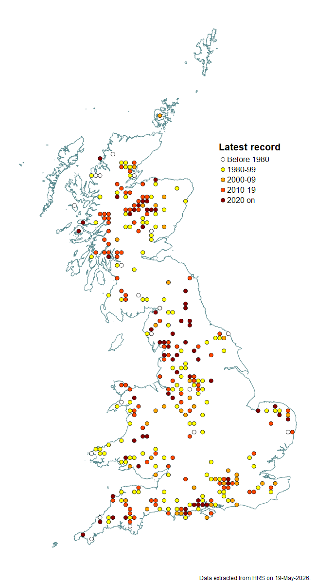 Distribution map for Chrysogaster virescens