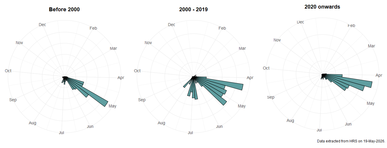 Phenology plots for Meligramma trianguliferum