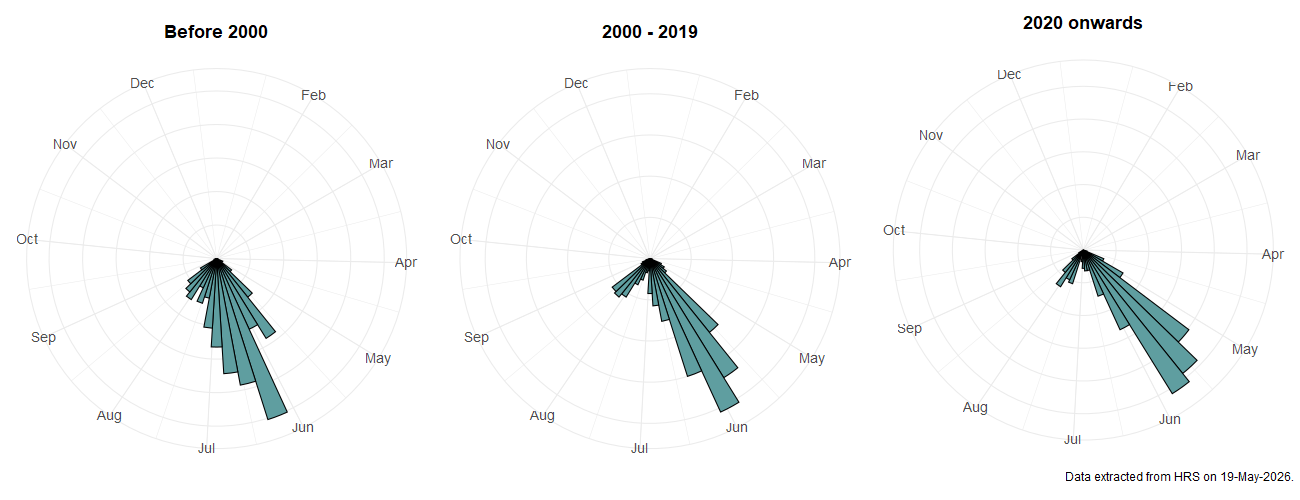 Phenology plots for Pipiza austriaca