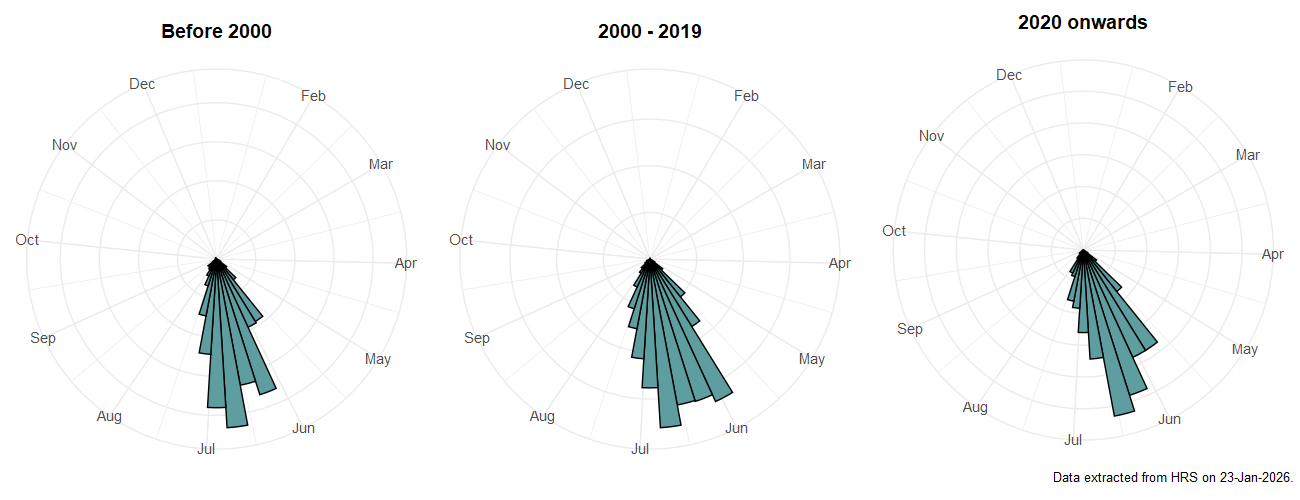 Phenology plots for Volucella inflata