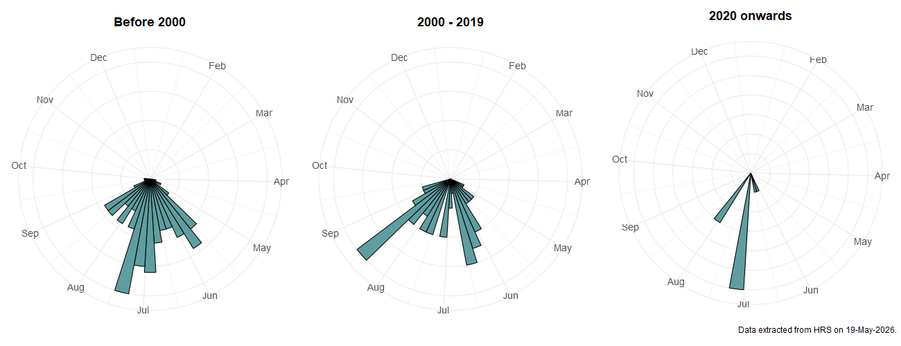 Phenology plots for Xylota tarda